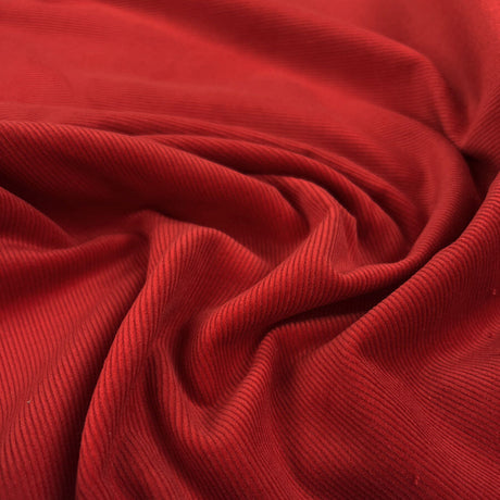 16 Wale Washed Corduroy Red Needlecord Cotton Woven Trouser Fabric