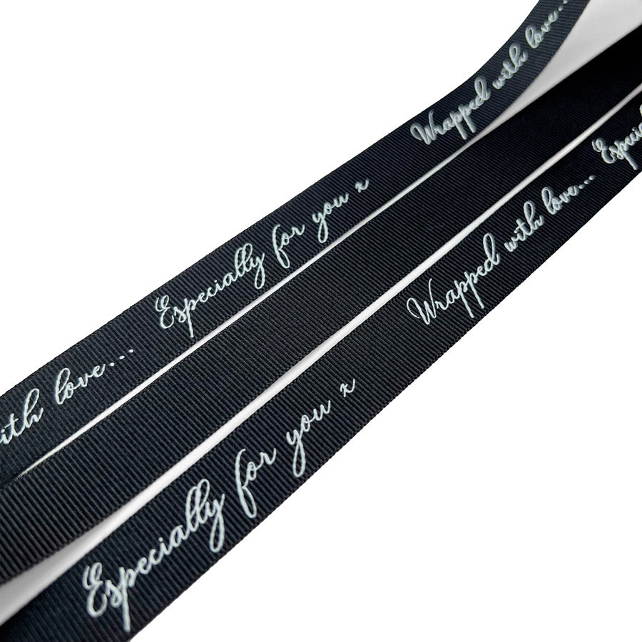 16mm 'Wrapped With Love' Ribbon - Black (5m)