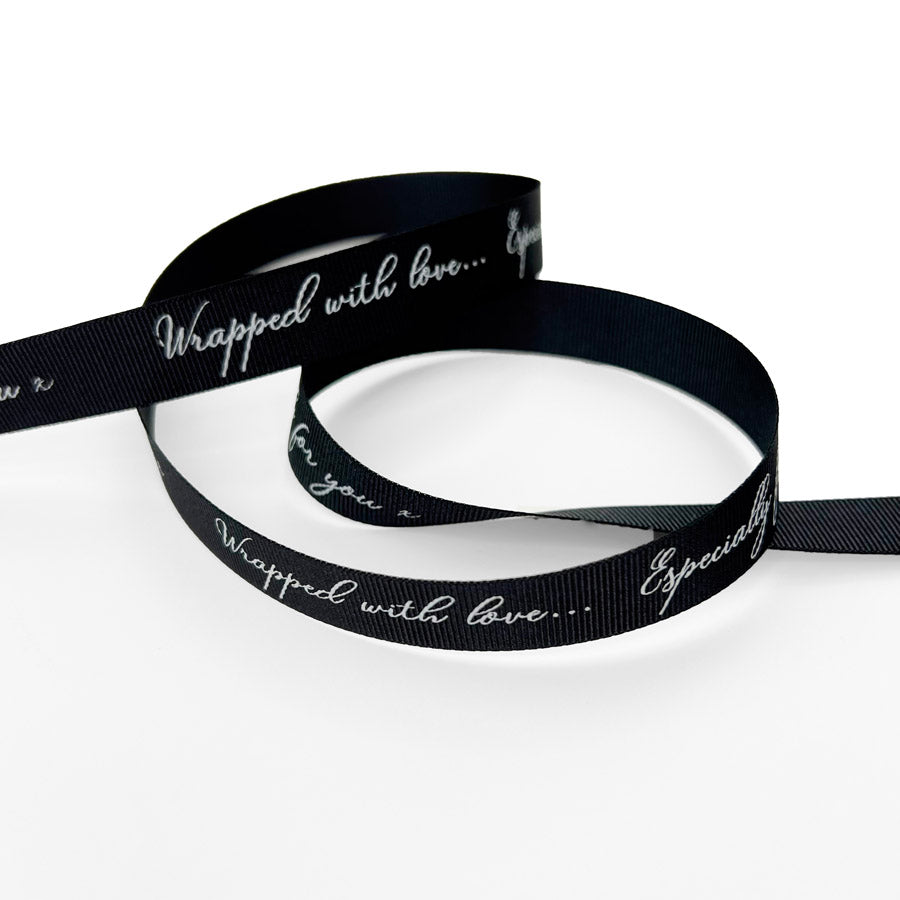 16mm 'Wrapped With Love' Ribbon - Black (5m)