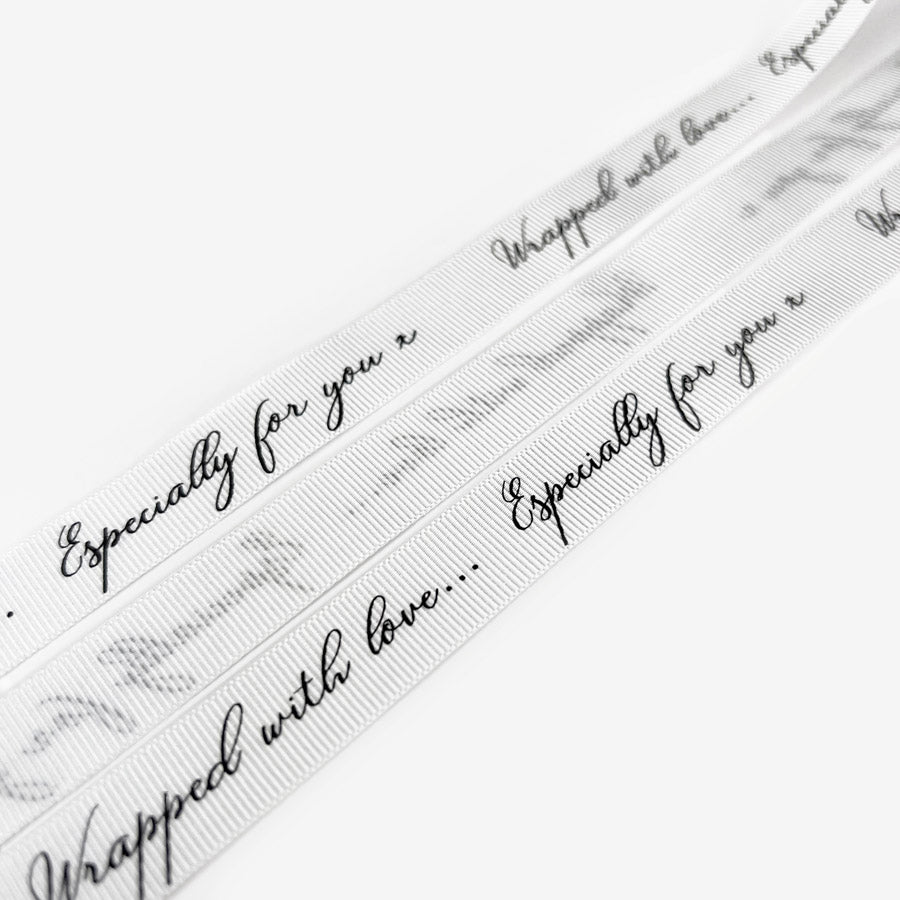 16mm 'Wrapped With Love' Ribbon - White (5m)