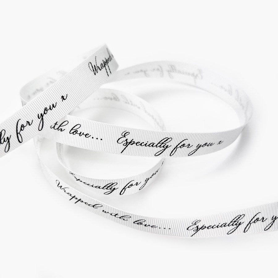 16mm 'Wrapped With Love' Ribbon - White (5m)
