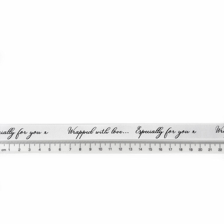 16mm 'Wrapped With Love' Ribbon - White (5m)