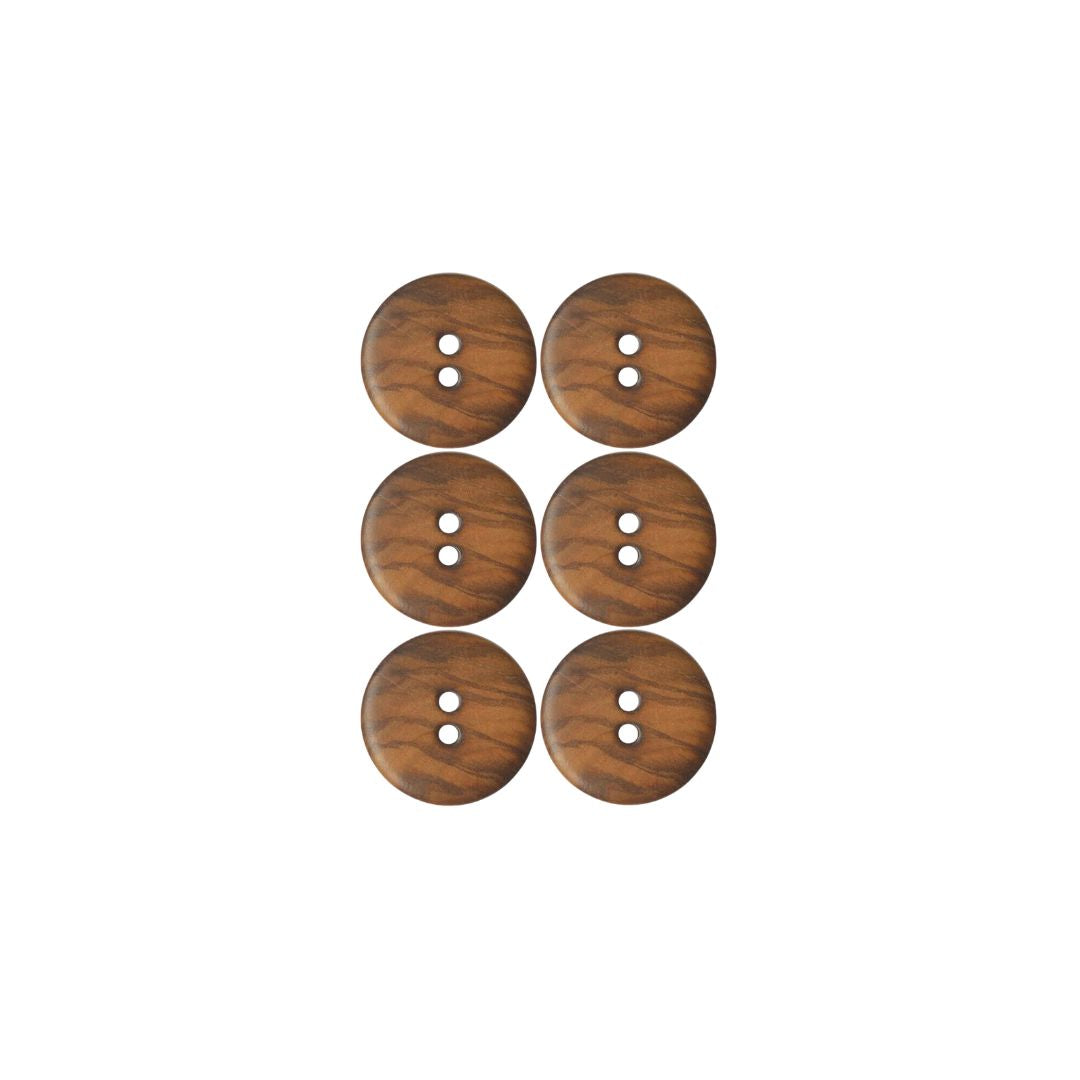 Pack of 6 Burnt Wooden Buttons (15mm)