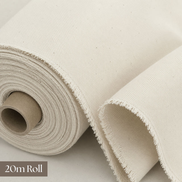 Unbleached Cotton Bull Denim Twill Fabric Natural Bull Durham 20m Roll