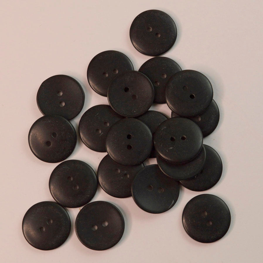 20 Pack - Black smooth 2 hole Plastic Buttons