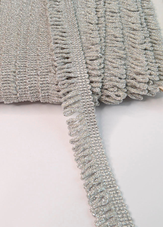 Silver Lurex Fringe Braid Trim Edging (20mm)