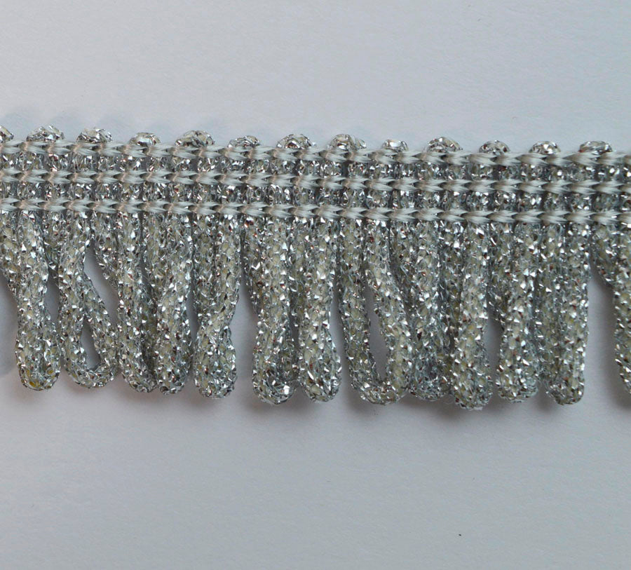 Silver Lurex Fringe Braid Trim Edging (20mm)