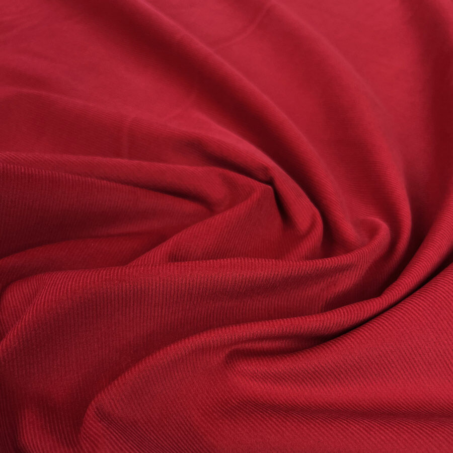 21 Wale Needlecord Scarlet Red Cotton Corduroy Woven Shirting Fabric