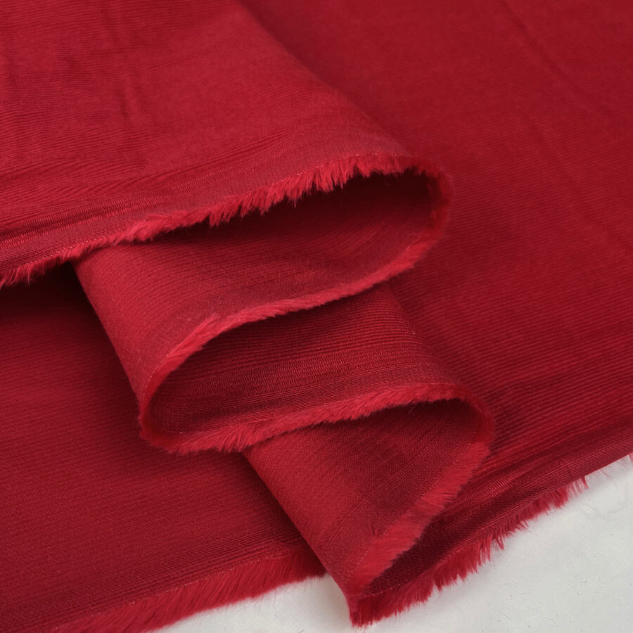 21 Wale Needlecord Scarlet Red Cotton Corduroy Woven Shirting Fabric Fold