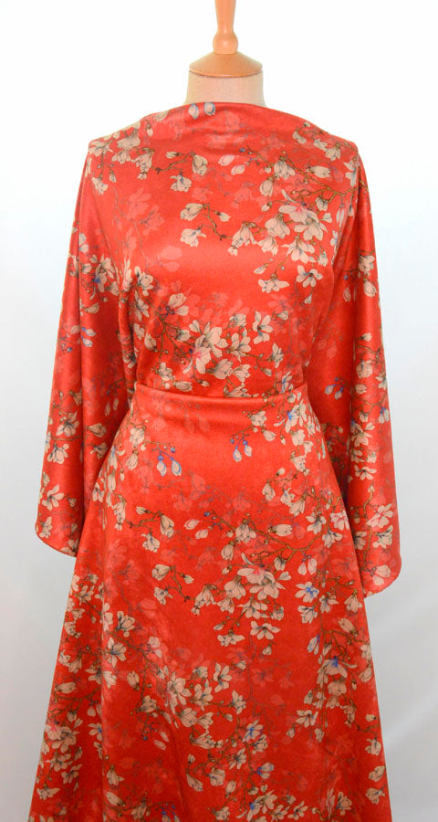 Remnant - Suede Scuba - Floral - Coral (0.85m)