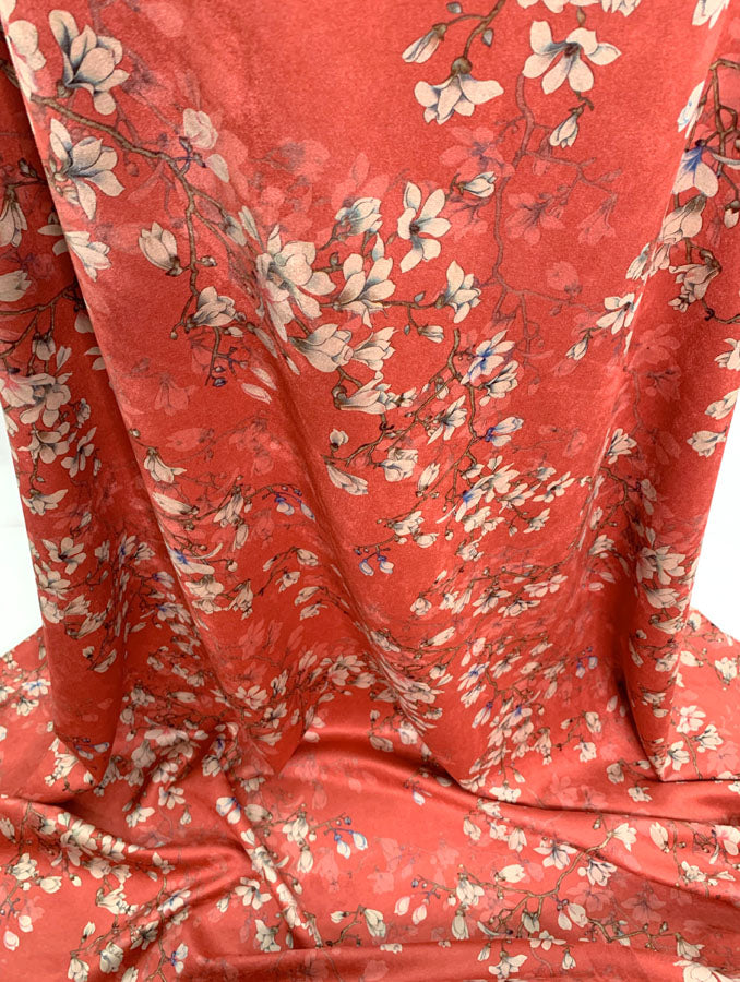 Remnant - Suede Scuba - Floral - Coral (0.85m)