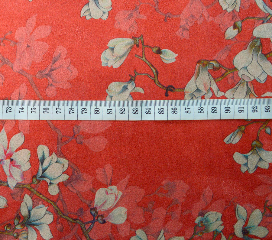 Remnant - Suede Scuba - Floral - Coral (0.85m)
