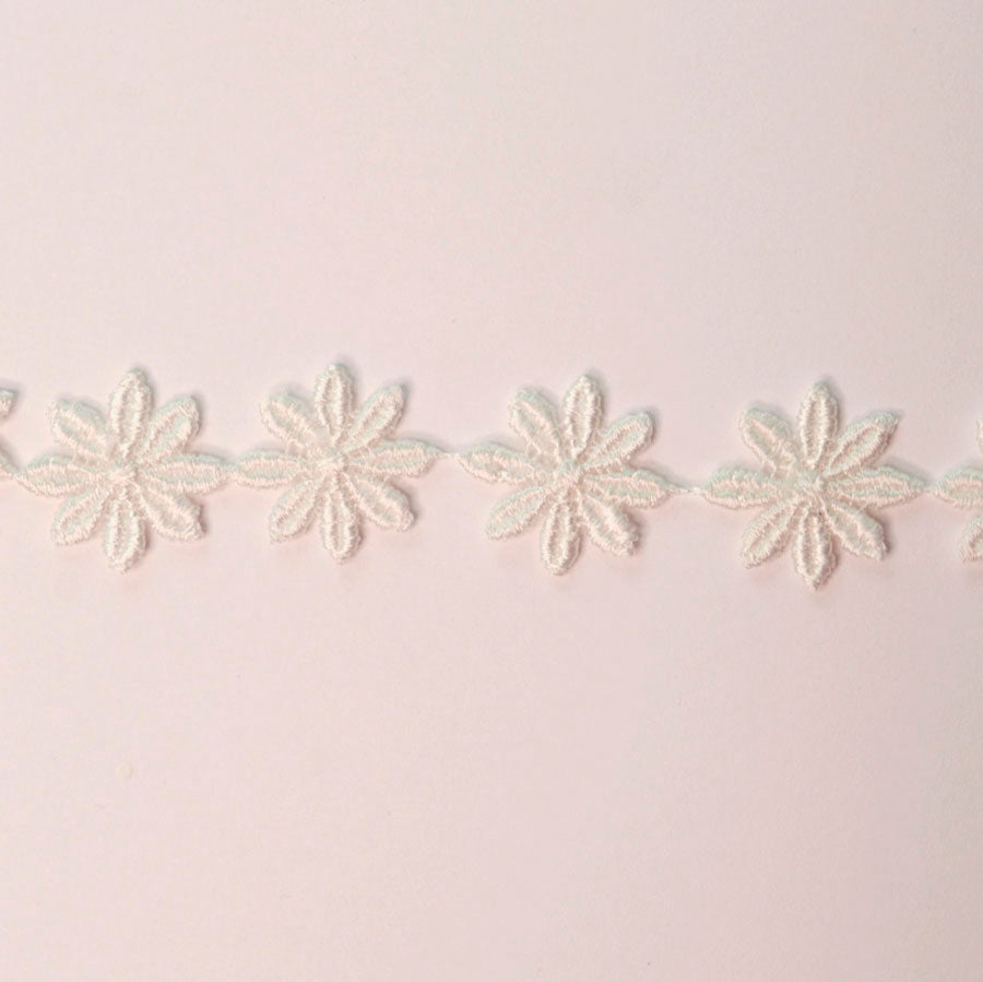 25mm White Austrian Daisy Applique Cotton Lace Trim