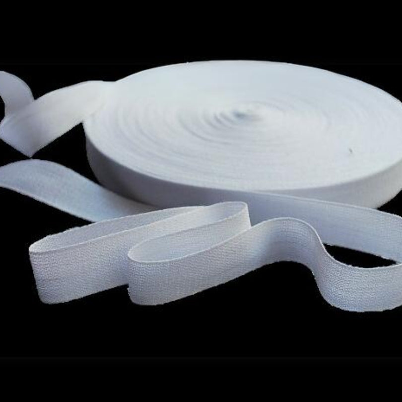 25mm Wide Cotton Tape | White / Black | 50m Roll