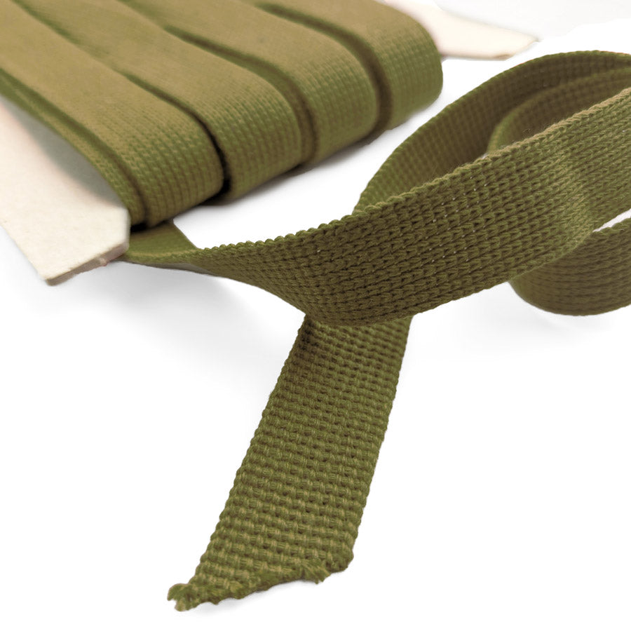 25mm Wide Cotton Acrylic Webbing Khaki