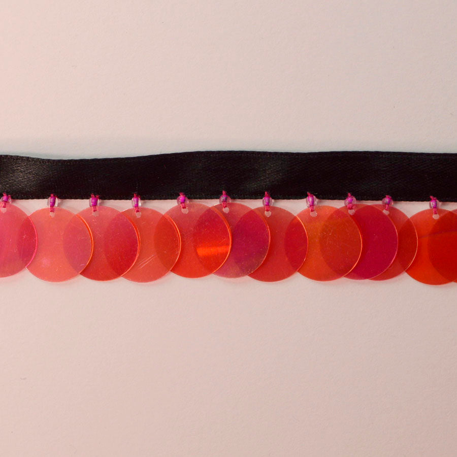 Dark Pink Sequin & Beaded Trim