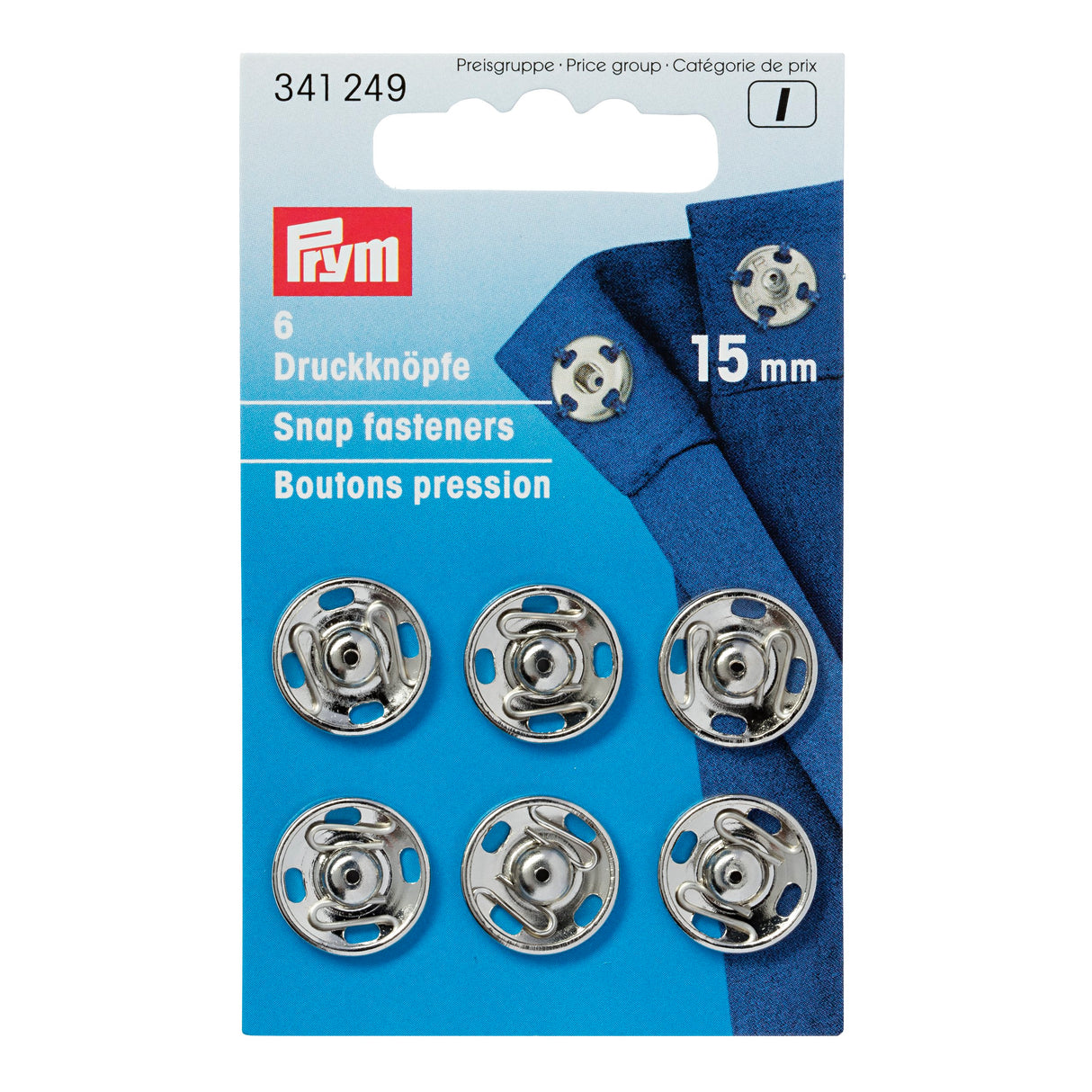 Prym - Sew-On Snap Fasteners - Silver (15mm)