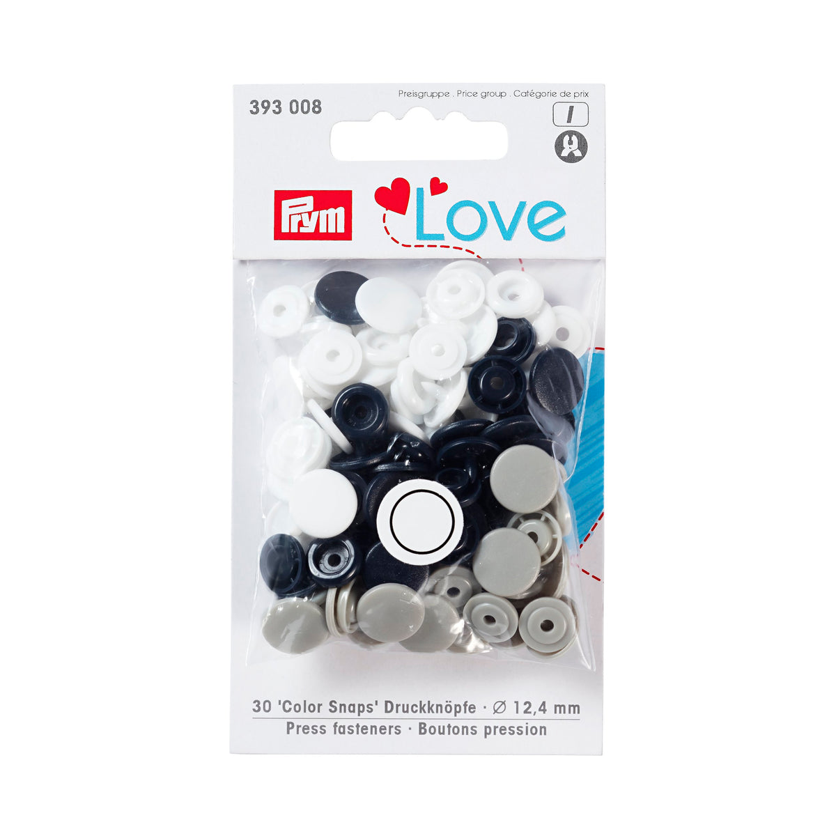 Prym Love - Colour Snap Fasteners | Navy/Grey/White | 393008 | Croft Mill