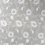 3D Embroidered Cotton - White Floral