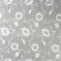3D Embroidered Cotton - White Floral
