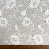 3D Embroidered Cotton - White Floral