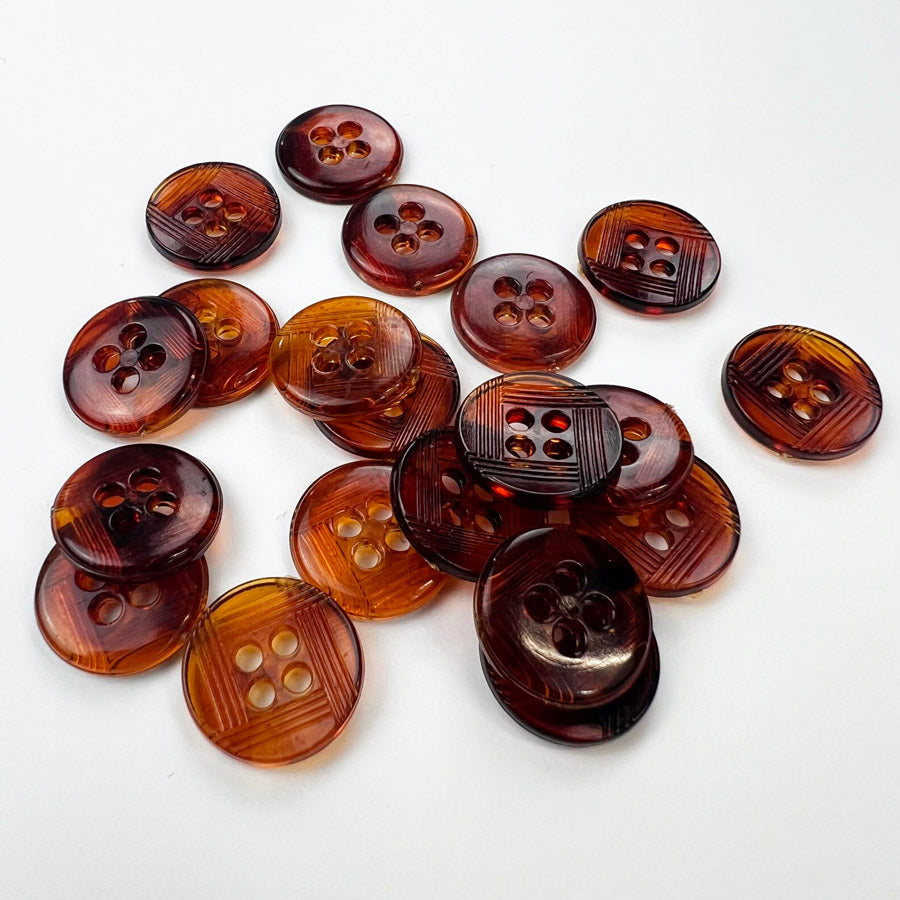 Pack of 20 Amber Translucent Plastic Buttons (12mm)