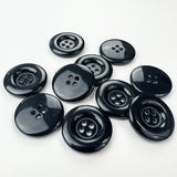 Pack of 10 Plain Black Plastic Buttons (24mm)