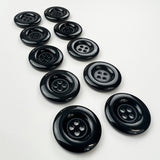 Pack of 10 Plain Black Plastic Buttons (24mm)