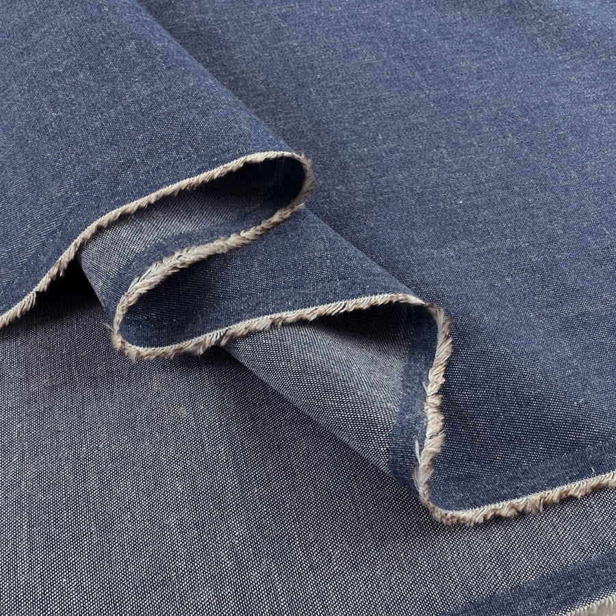 4oz Washed Chambray Denim Light Blue Shirting Fabric Fold