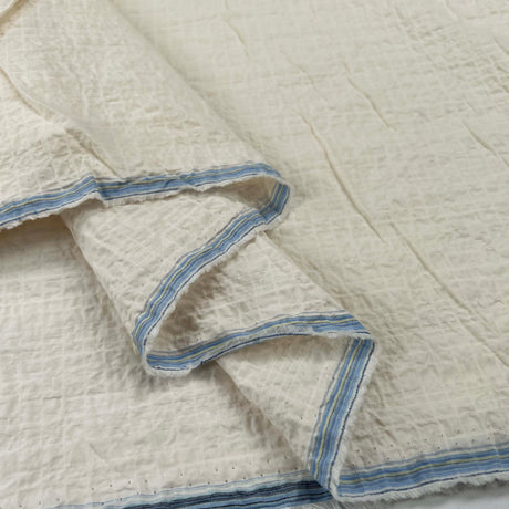 59th Street Organic Cotton Cream Seersucker Fabric Fold