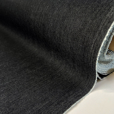 6 4oz Stretch Denim Blue Black Woven Cotton Trouser Fabric Roll