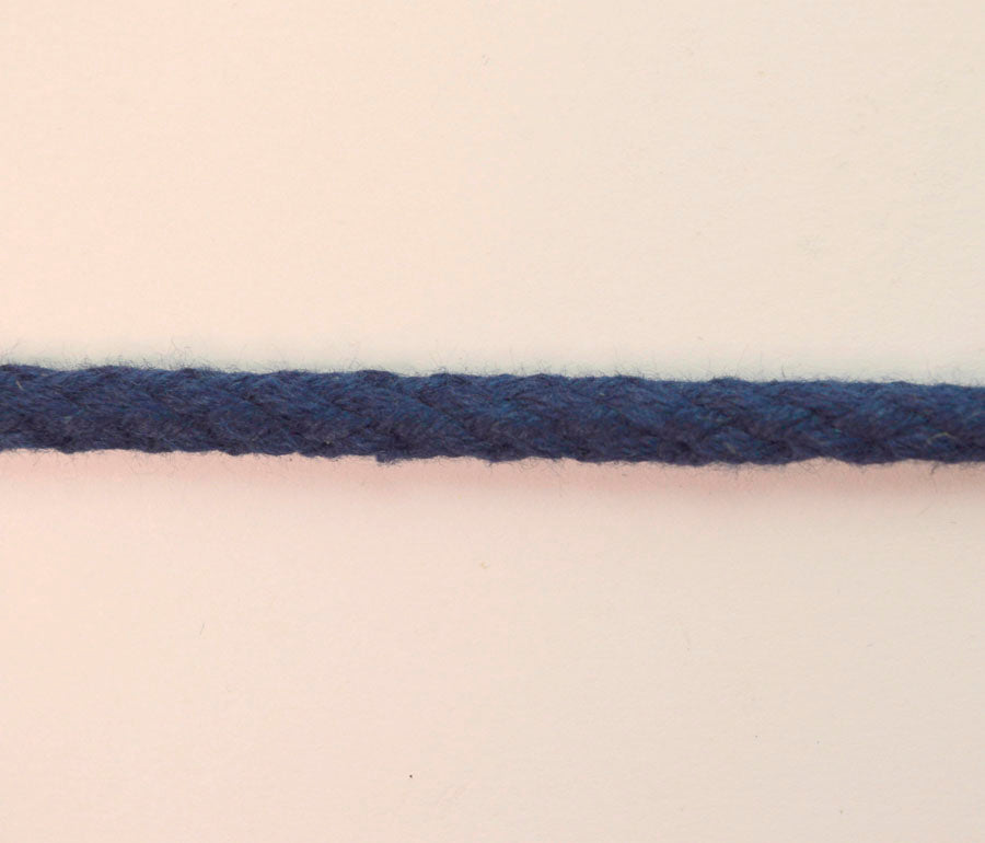 Round Braided Cotton Cord/Rope - Navy (6mm)