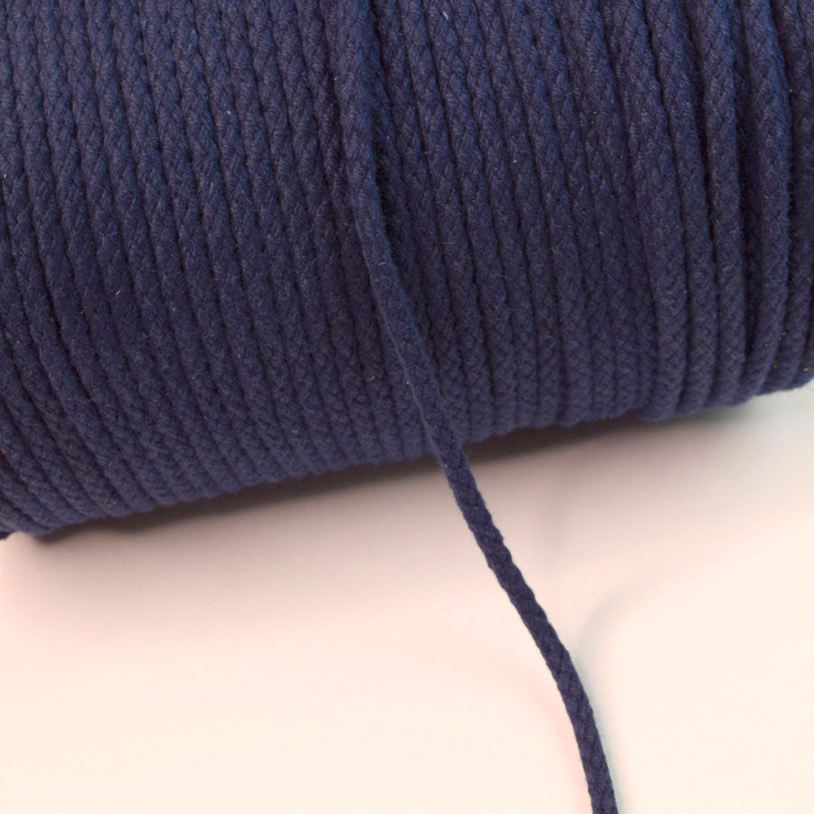 Round Braided Cotton Cord/Rope - Navy (6mm)