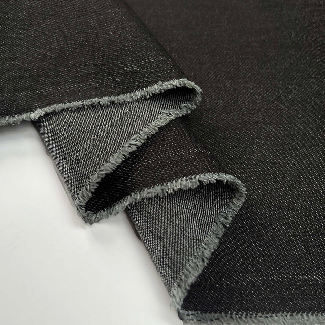 7.5oz City Denim Black Cotton Woven Trouser Fabric Fold