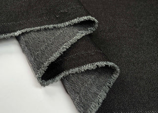 7.5oz City Denim Black Cotton Woven Trouser Fabric Fold