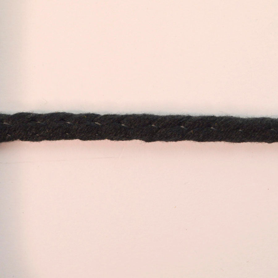 Round Braided Cotton Cord/Rope - Black (8mm)