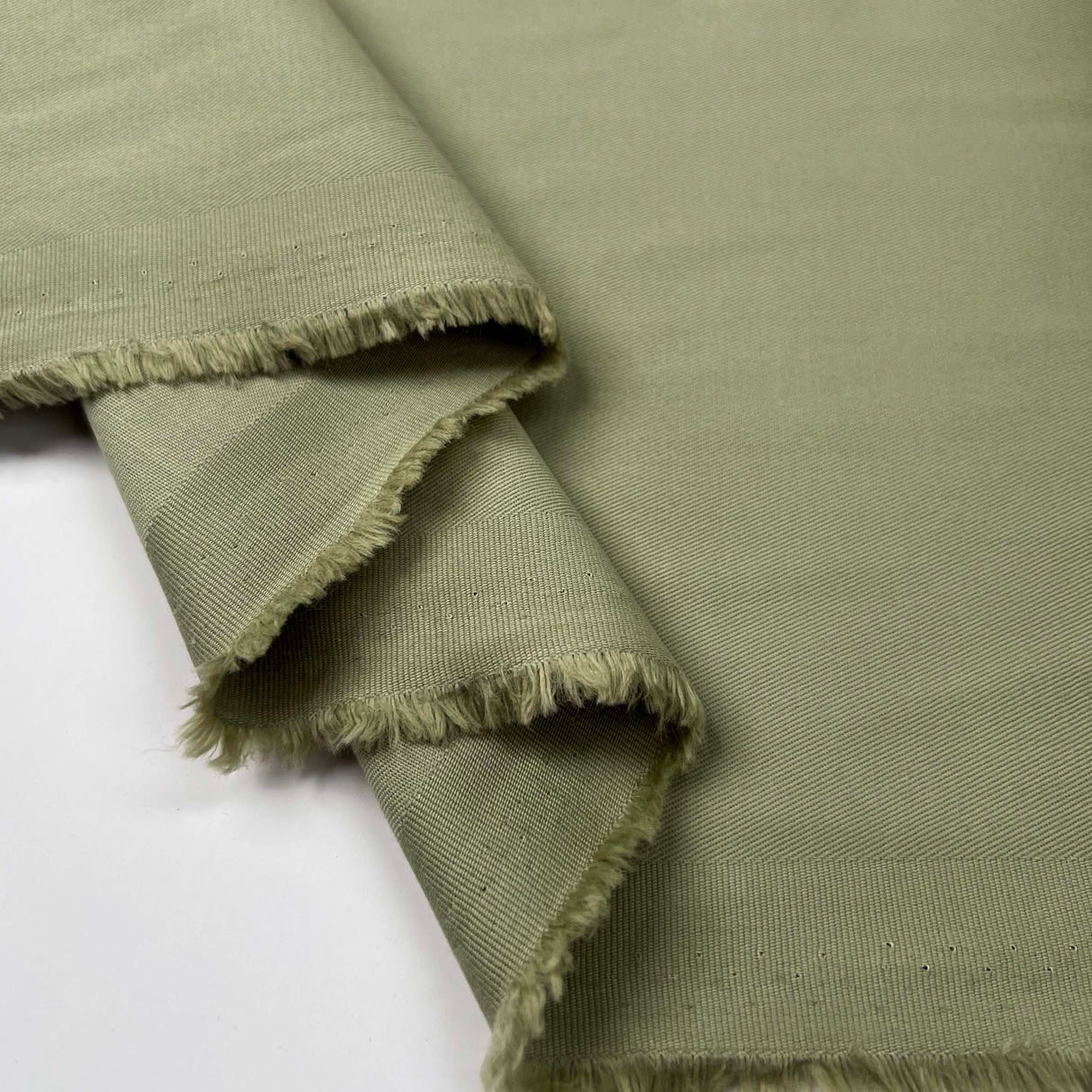 Italian Cotton Cashmere Twill Trousering Fabric Abruzzi Twill Sage Fold
