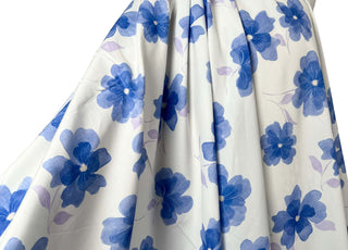Absolutley Cotton Blue Purple White Floral Dress Fabric Mannequin