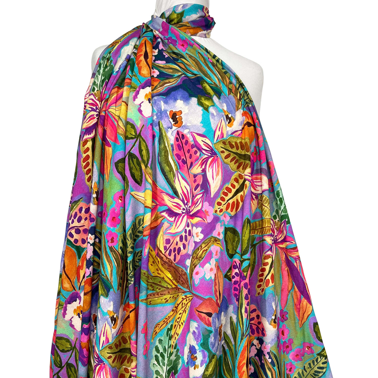 Italian Floral Viscose Dressmaking Fabric Adelina Mannequin