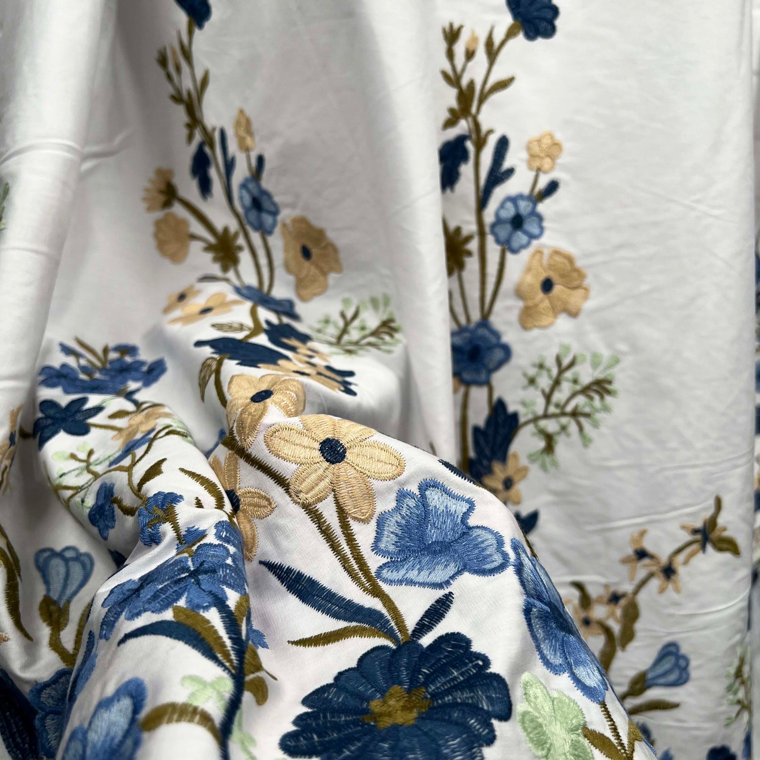 Aegean Bloom Cotton Embroidered Floral Dress Fabric CU2