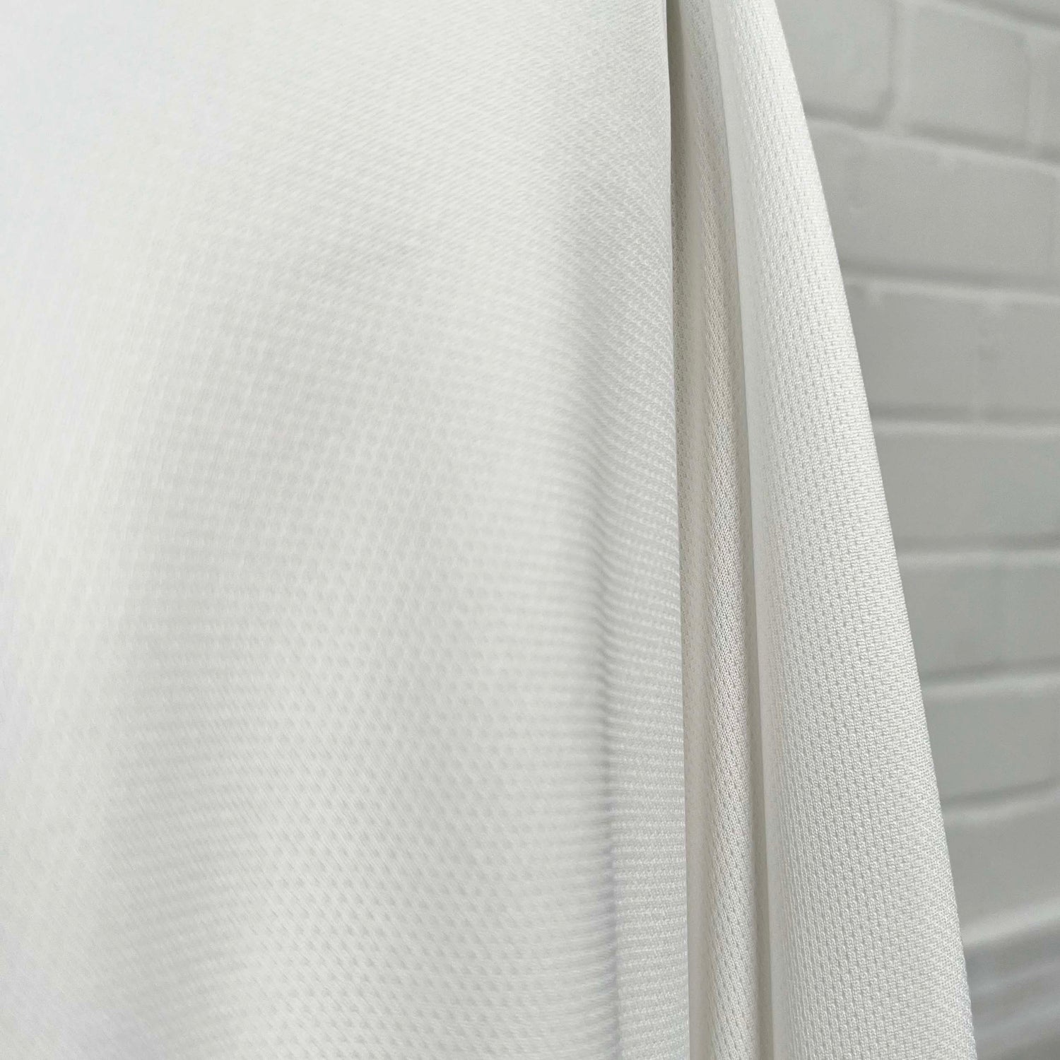 Aero White Polyester Elastane Soft Lightweight Knit Jersey Fabric Close Up