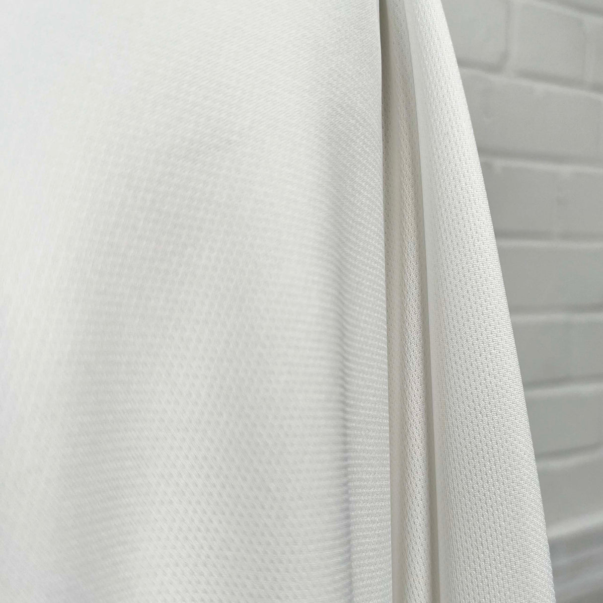 Aero White Polyester Elastane Soft Lightweight Knit Jersey Fabric Close Up