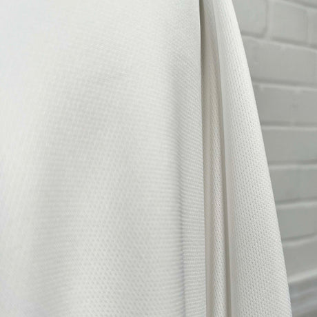 Aero White Polyester Elastane Soft Lightweight Knit Jersey Fabric Close Up