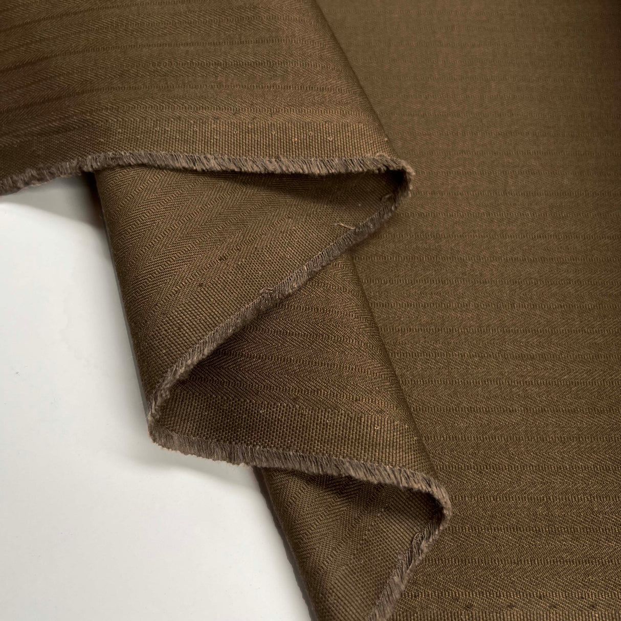 German Brown Khaki Cotton Polyester Suiting Fabric  Ain't 'Arf Ott Fold