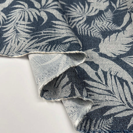 Airflow Viscose - Denim Palm Leaf