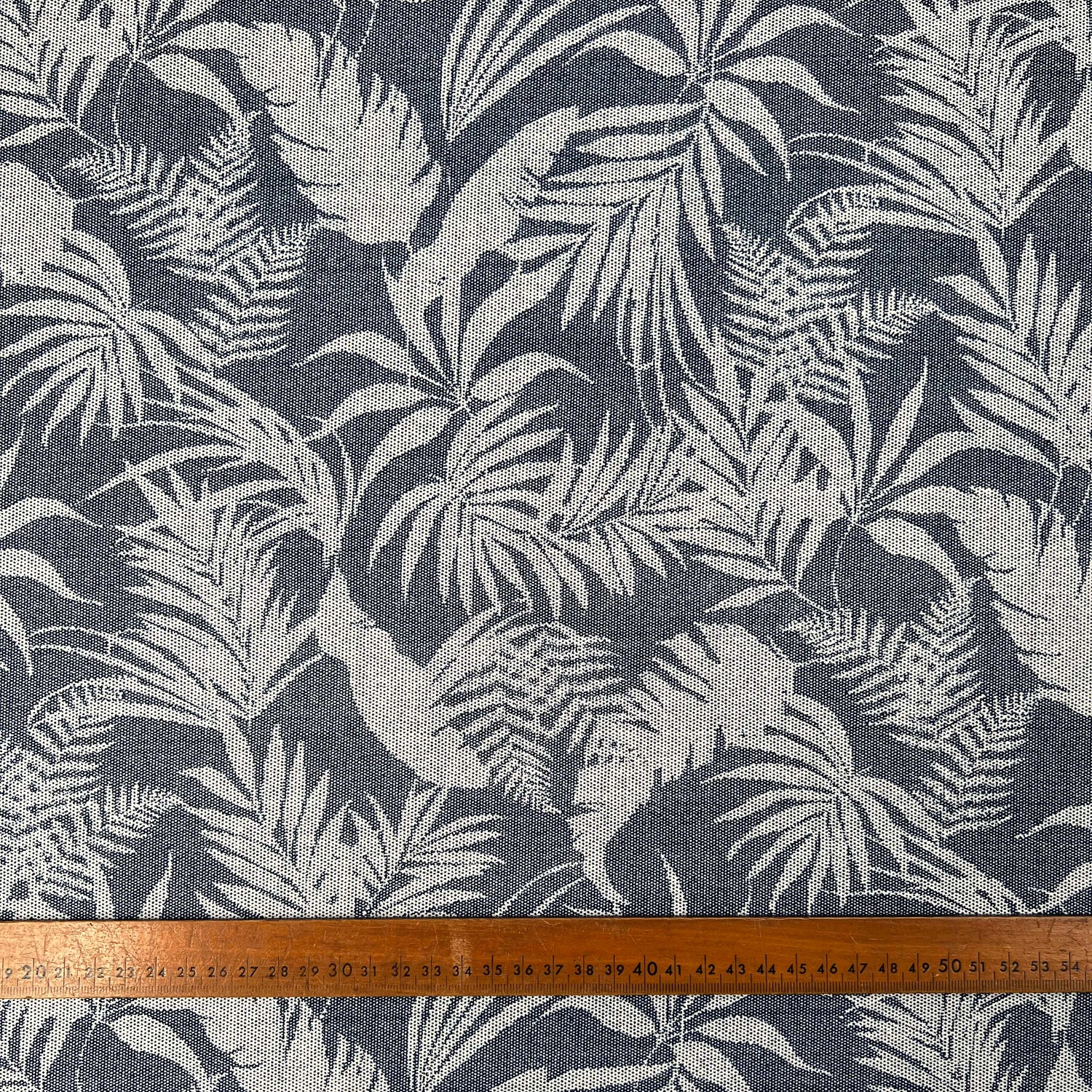 Airflow_Viscose_Denim_Palm_Blue_Leaf_Viscose_Polyamide_130gsm_Dress_Fabric_Ruler