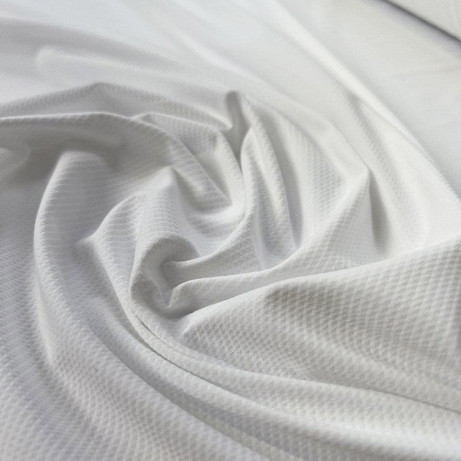 Alba Rib Cotton Elastane White Fine Patterned Knit Jersey Fabric CU