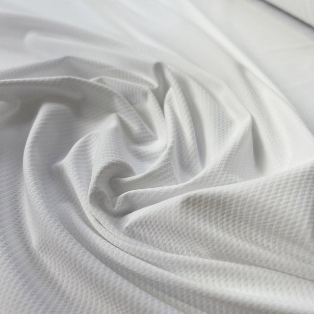 Alba Rib Cotton Elastane White Fine Patterned Knit Jersey Fabric CU