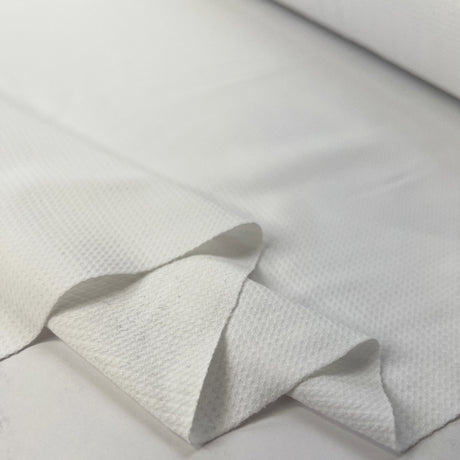 Alba Rib Cotton Elastane White Fine Patterned Knit Jersey Fabric Fold
