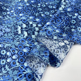 Albany 16 Momme Silk Anne Satin Print Blue Floral Dress Fabric Fold